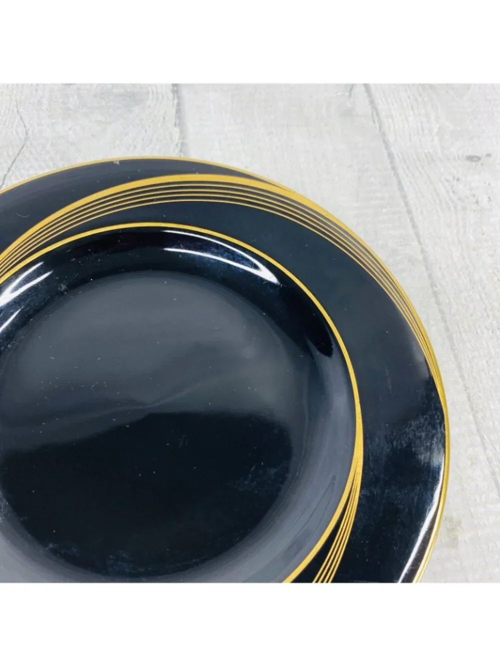 Nikko CITY LIGHTS Bone China Black Body Gold Swirl Inner Bread Side Plate Set 5